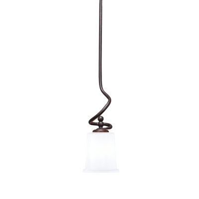 Sadea Stem Hung Mini Pendant Shown In Dark Granite Finish With 5.25" White Opal Glass
