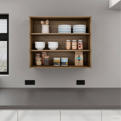 Natural Oak Open Storage Wall Cabinet