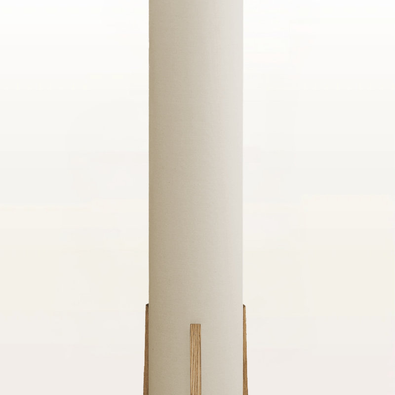 Miela 50"H Floor Lamp, Brown Wood Look & Ivory / Cream Shade