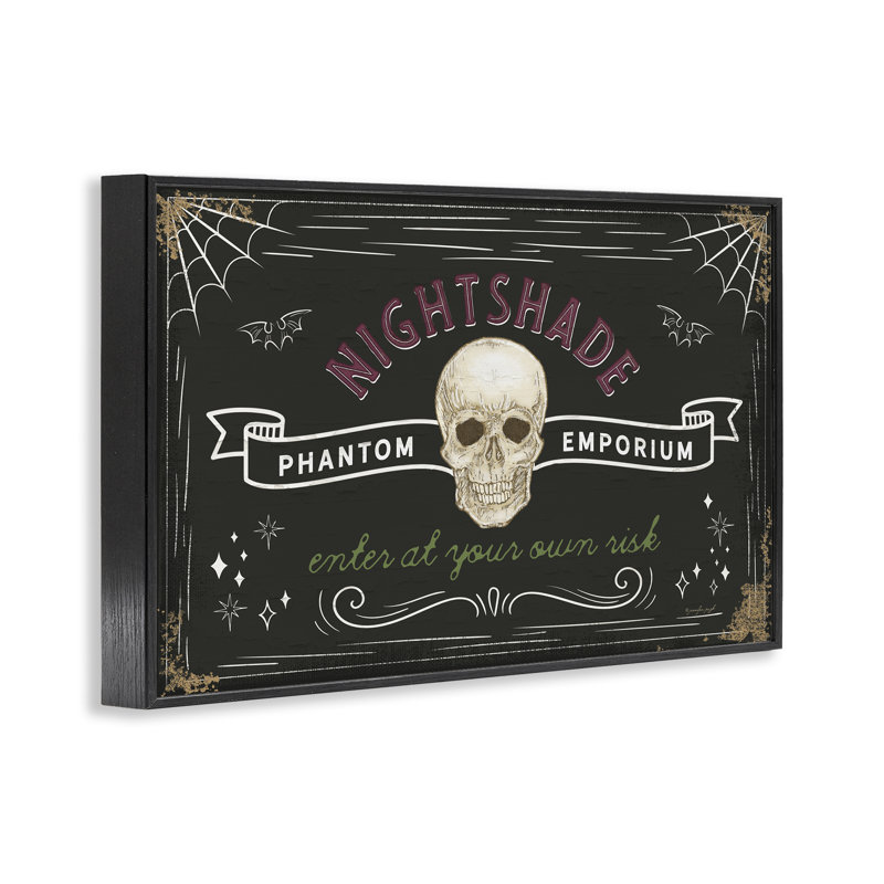 «Nightshade Emporium», estampe numérique encadrée, design par Jennifer Pugh, H 12 po x l 18 po, Giclée encadrée noir minuit