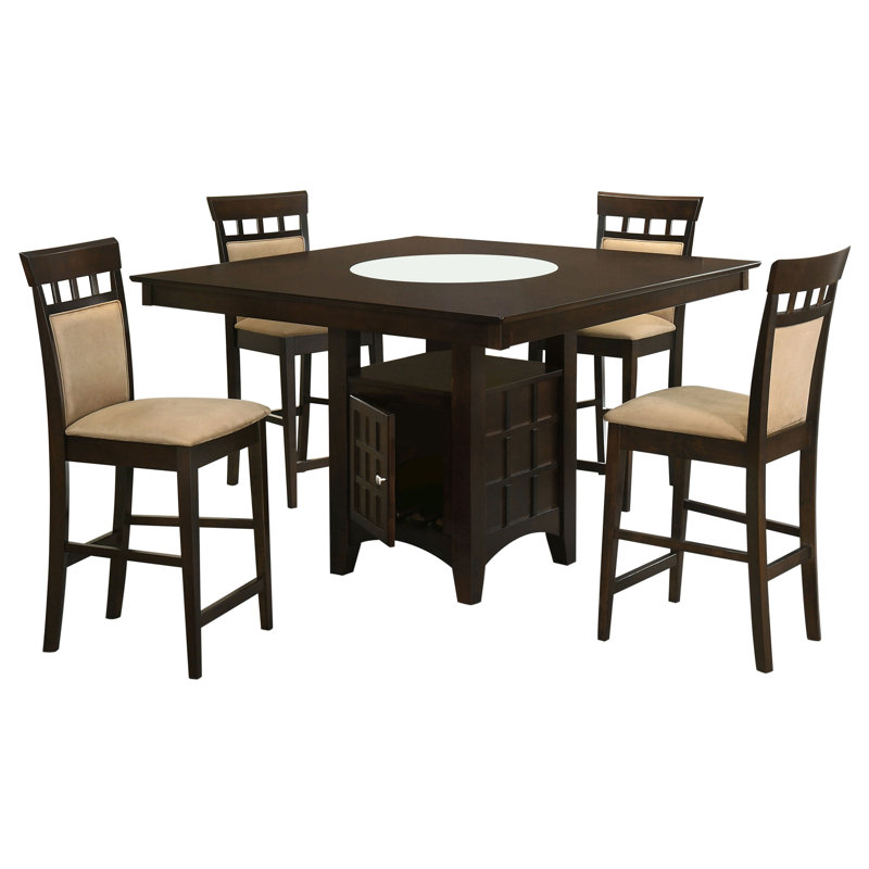 Sarwa Square Counter Height Dining Set Brown and Tan, 5