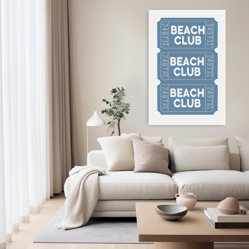 «Summer Beach Club billets» abstrait, art mural côtier, H 60 po x l 40 po