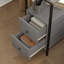 HOMCOM Side Table Narrow Bedside Table with 2 Drawers Grey Wood Grain