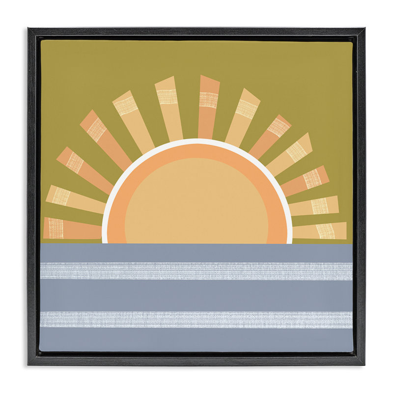 «Rising Sun Over Ocean» par Tina Finn, Cadre flottant noir de jais, H 18 po x l 18 po
