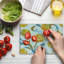 Planche à découper en verre trempé Ambesonne Artichaut Aquarelle légumes terre jaune ciel bleu