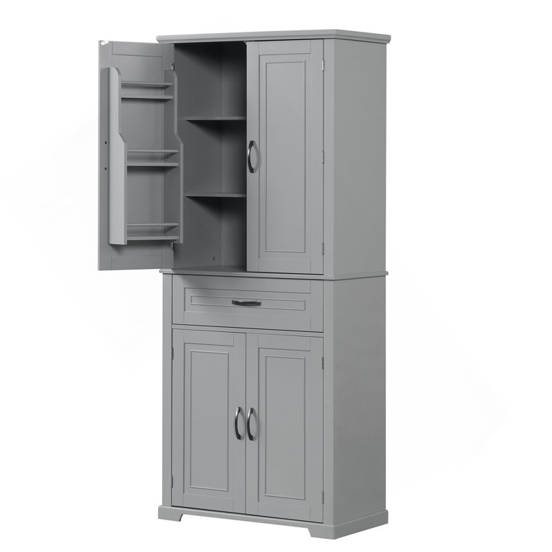 Bathroom Storage Cabinet With Doors And Drawer, Multiple Storage Space, Adjustable Shelf, Grey, Gray