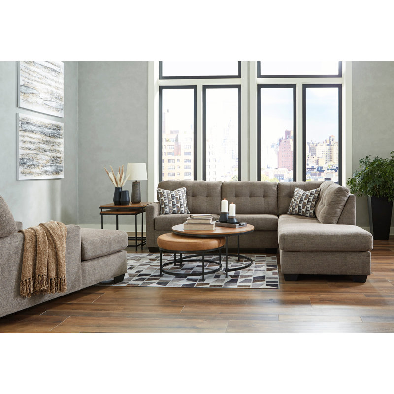 Laylind Upholstered L-Shaped Sectional, Gray 100% Polyester, Left Hand Facing