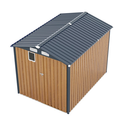 6X8ft Outdoor Steel Storage Shed, Lockable Doors, Compact Metal Tool Shed For Garden, Backyard, Patio, Utility And Bike Storage
