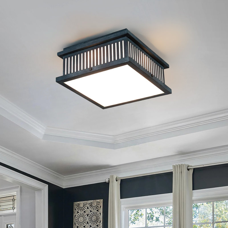  Leeban Modern Flush Mount Ceiling Light Fixture, 12.5'' Square Close to Ceiling Light, 4-Light Metal Ceiling Lamp with Acrylic Shade for Living Room Kitchen Hallway, Bedroom, Balcony