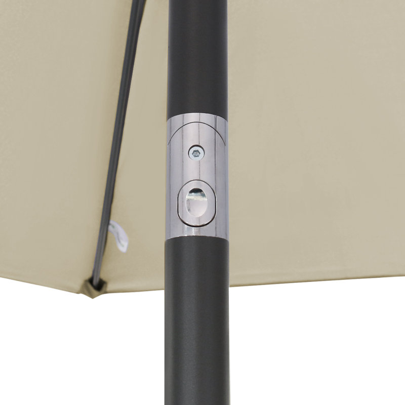 2.5M Round Patio Crank Tilt Umbrella Outdoor Garden Parasol with Base, Cream
