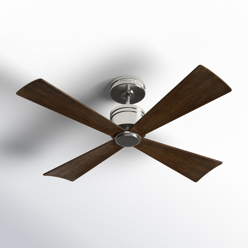 Launceton Downrod Ceiling Fan, Brushed Steel/Walnut ABS