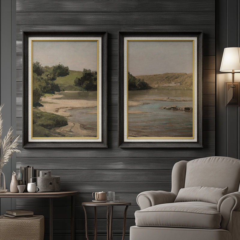 Ensemble de 2 œuvres d'art encadrées de qualité supérieure sur toile de qualité supérieure avec cadre de 26 po x 36 po, Noir