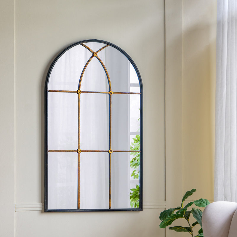 Miroir mural arqué noir et doré, 47" x 28.3"