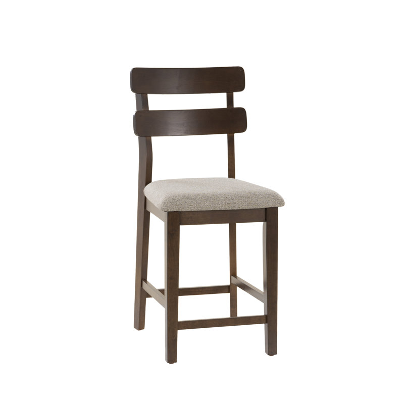 Whipkey Upholstered Counter Stool Set of 2, Beige Polyester/Brown Frame
