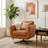 Lawrence Modern Swivel Chair with Top Grain Leather & Adjustable Headrest
