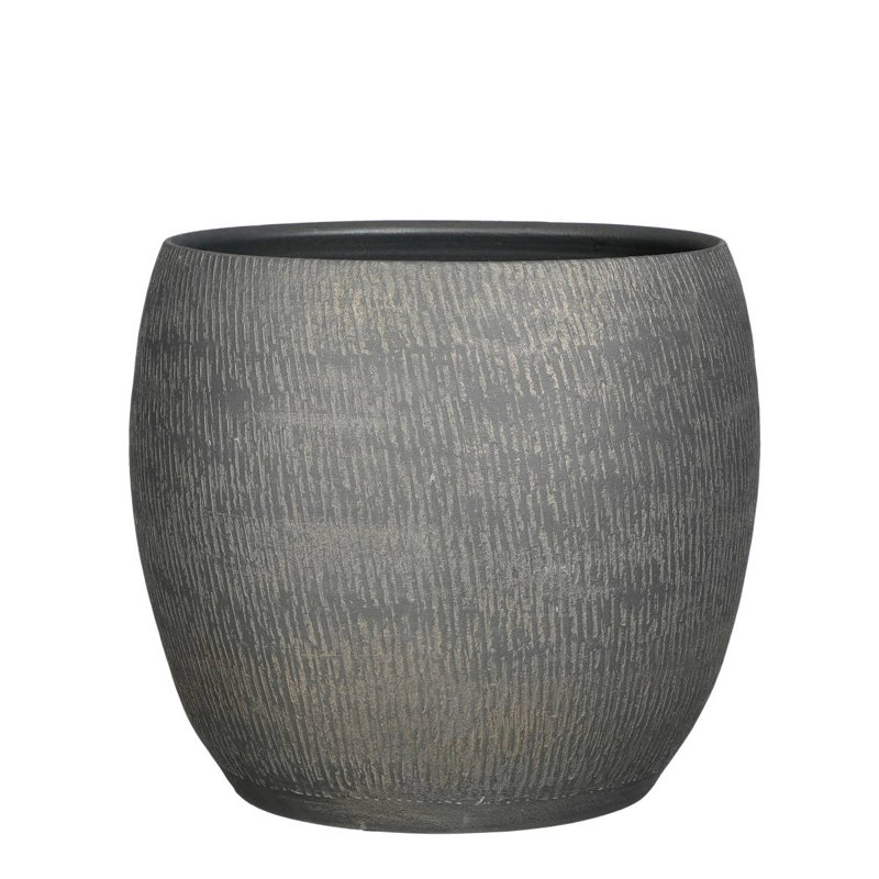 Canasia Ceramic Pot Planter, Grey, 31cm H x 33cm W x 33cm D