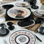 Elegant 50-Piece Breakfast Set, 100% Ceramic Stoneware | Non-Absorbent, Antibacterial, Eco-Friendly | Includes Plates, Bowls, Egg Cups, and Tea Glasses | Stylish Black, Grey, White & Orange Design | Easy to Clean, Not Microwave/Dishwasher Safe