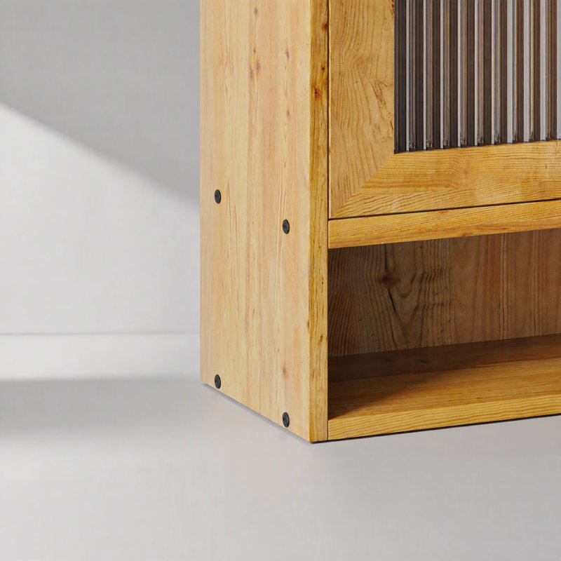 Armoire murale coulissante rétro 35,4 "à 2 portes avec rangement à 3 niveaux pour salle de bain, 35.4, Natural