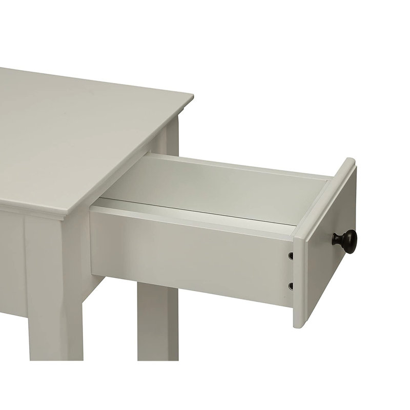 Table d'appoint rectangulaire blanche avec un tiroir et une tablette ouverte, pour la zone de vie principale, look transitionnel avec tablette, empreinte mince, butée incluse * /