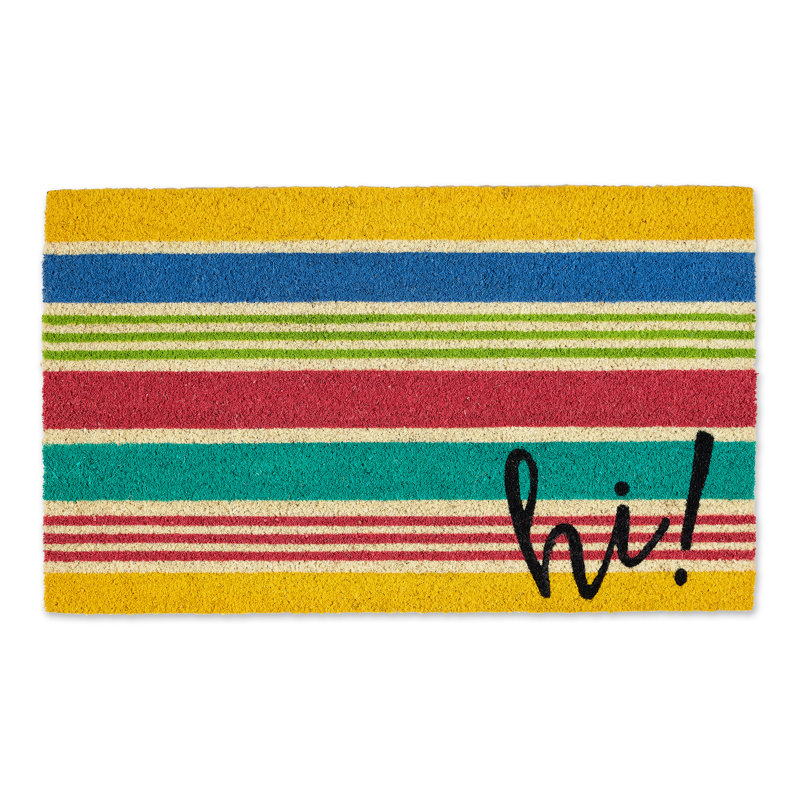 Bonjour! Tapis d'extérieur antidérapant 30 po x 18 po Stripes