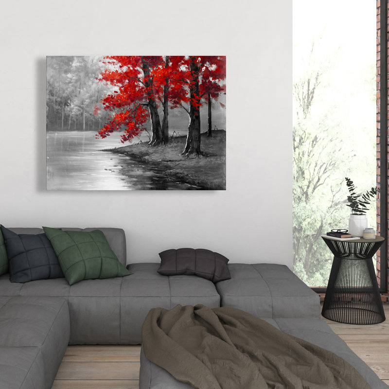 Vue paisible - Toile contemporaine grise pour la décoration intérieure