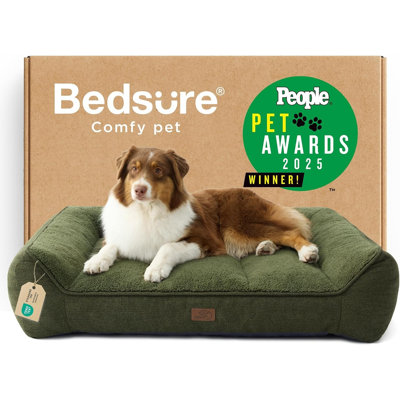 Lit orthopédique confortable pour chiens de taille moyenne, canapé-lit lavable imperméable très épais avec housse en sherpa, base antidérapante