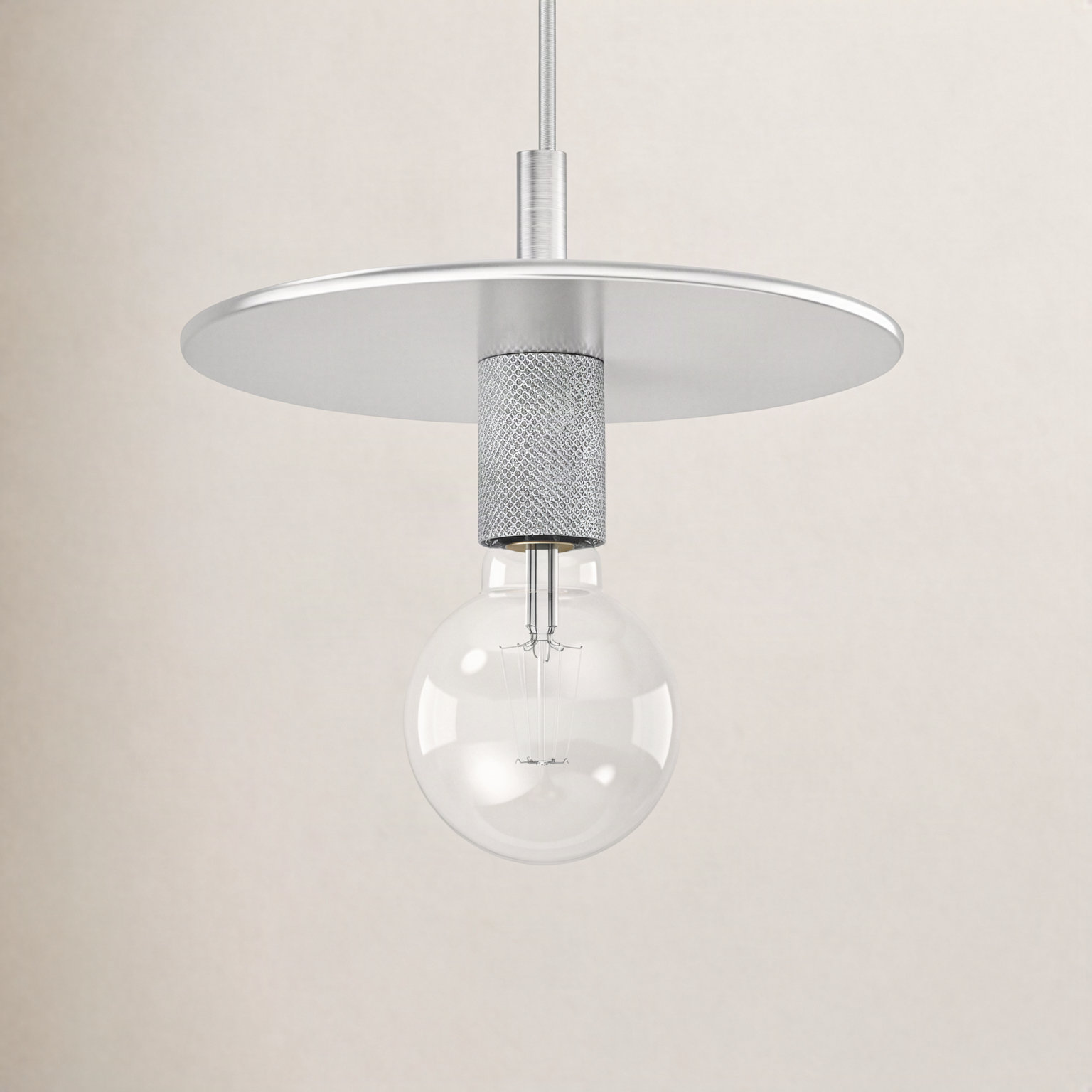 Sawvel Single Light Steel Dimmable Pendant, Polished Nickel