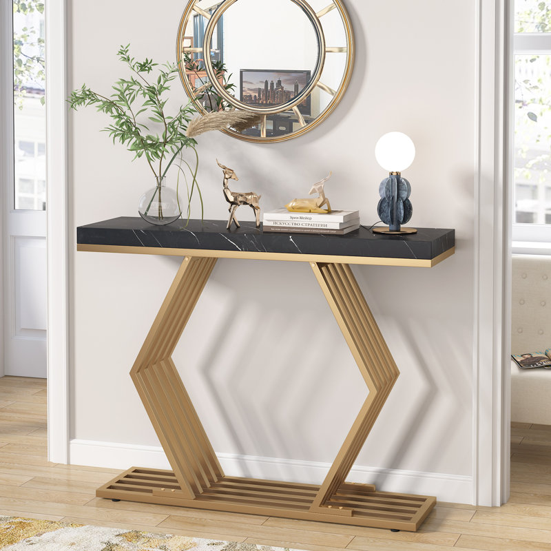 Bynes Console Table, Black, Gold