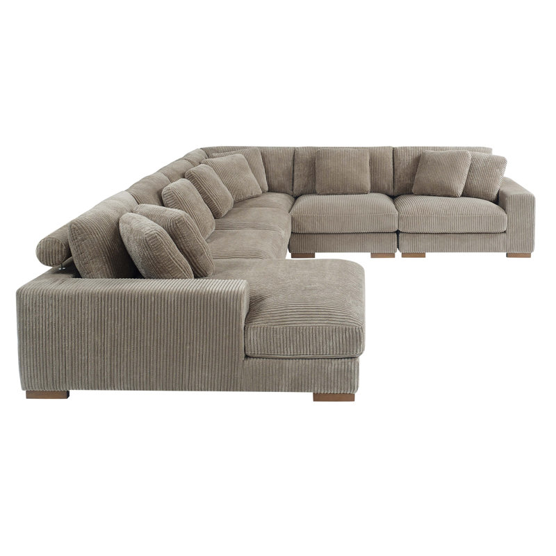 Amritbir Corduroy U-Shaped Sectional Right Hand Facing, Camel Corduroy