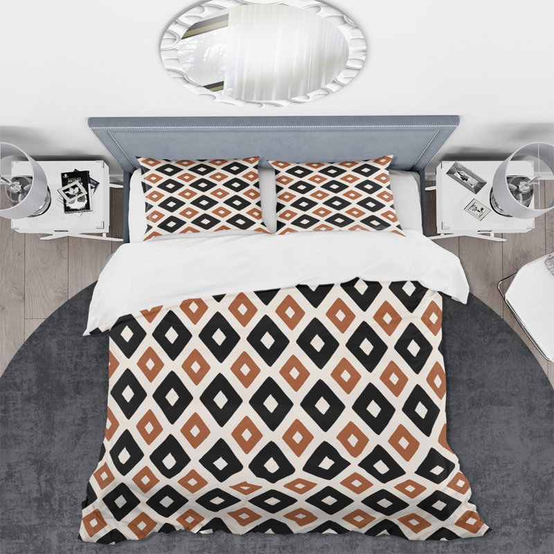 Ensemble de housse de couette en microfibre brun / noir Pooranmal, Housse de couette très grand + 2 très grandes ta