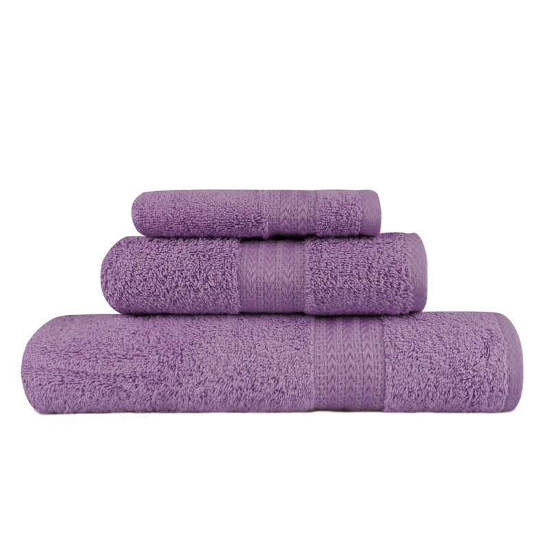 Ensemble de serviettes 3 pièces 100% coton, Lilas