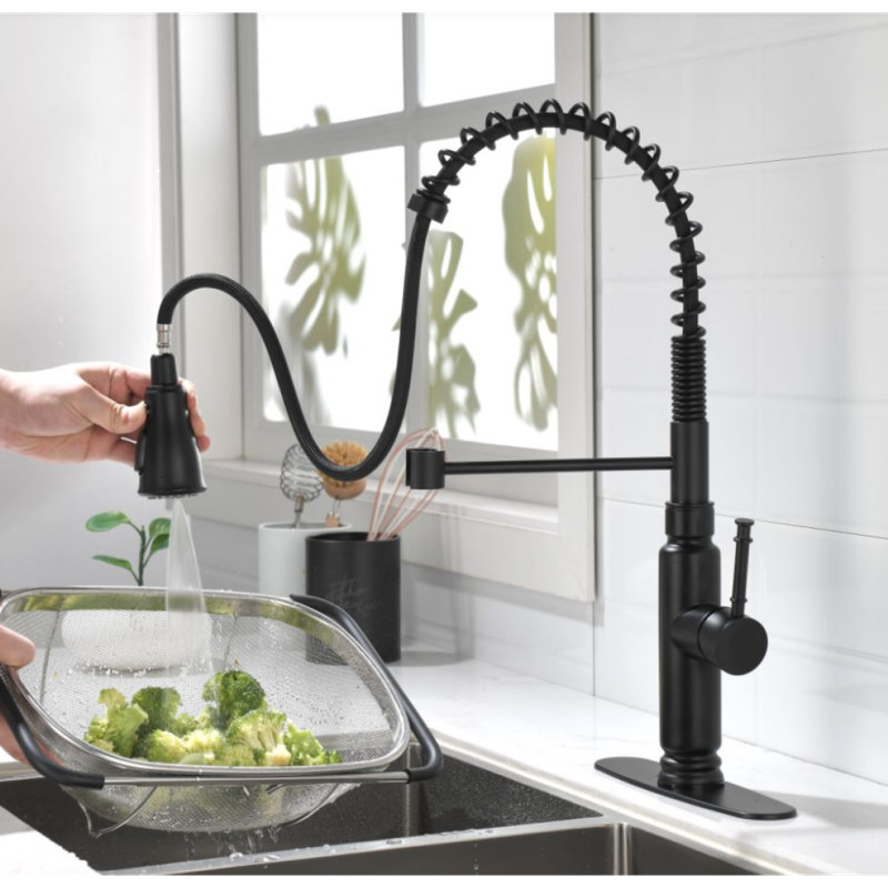 Robinet de cuisine tactile avec douchette extractible, Noir mat