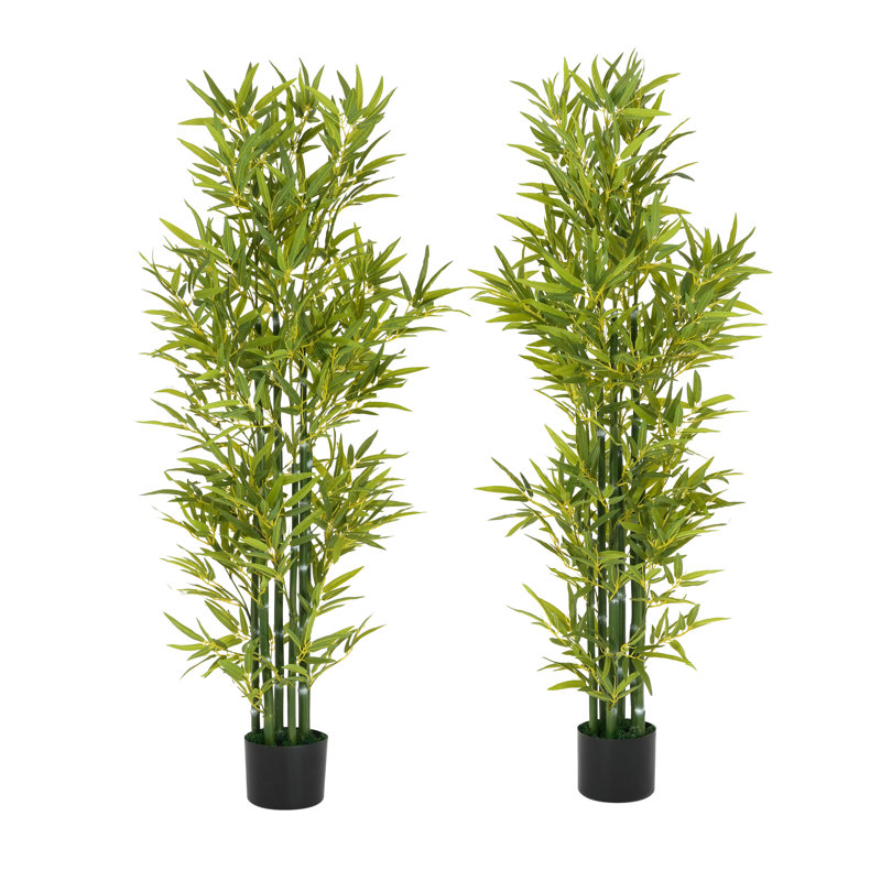 Bambou artificiel 60,75 "avec pots et structure en fer Laze