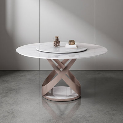 53.15-inch Round Stone Slab Dining Table