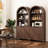 71''H Arched Cabinet 5-Tier Bookcase with Fluted Door and Adjustable Shelves-1283521927