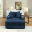 Canapé d'angle en velours côtelé bleu avec 2 coussins décoratifs, assise profonde pour un confort optimal dans votre salon, tissu doux et luxueux, ressorts fermes et stables, design ergonomique soigné, montage facile