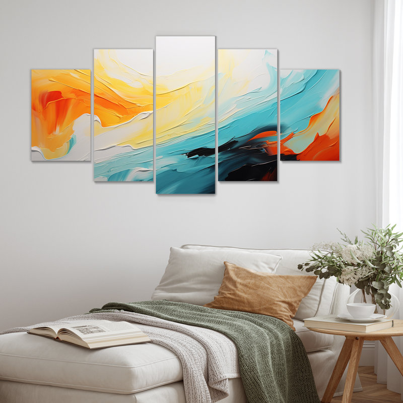 «Colorful Abstract Expression V», art abstrait à multiples panneaux muraux