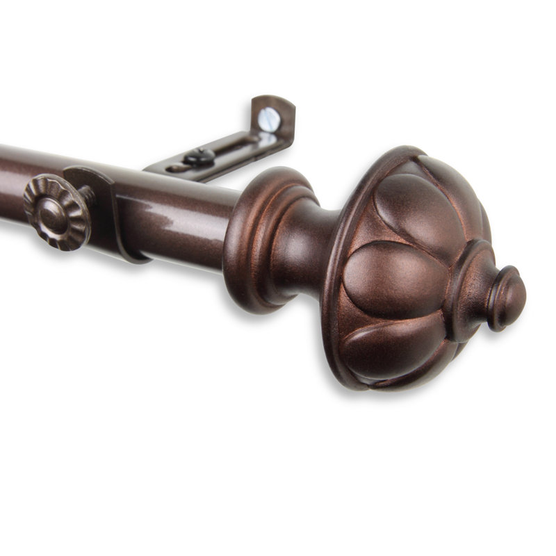 Tringle de rideau de coin simple réglable en métal Kravitz, 66 po à 120 po, Cacao
