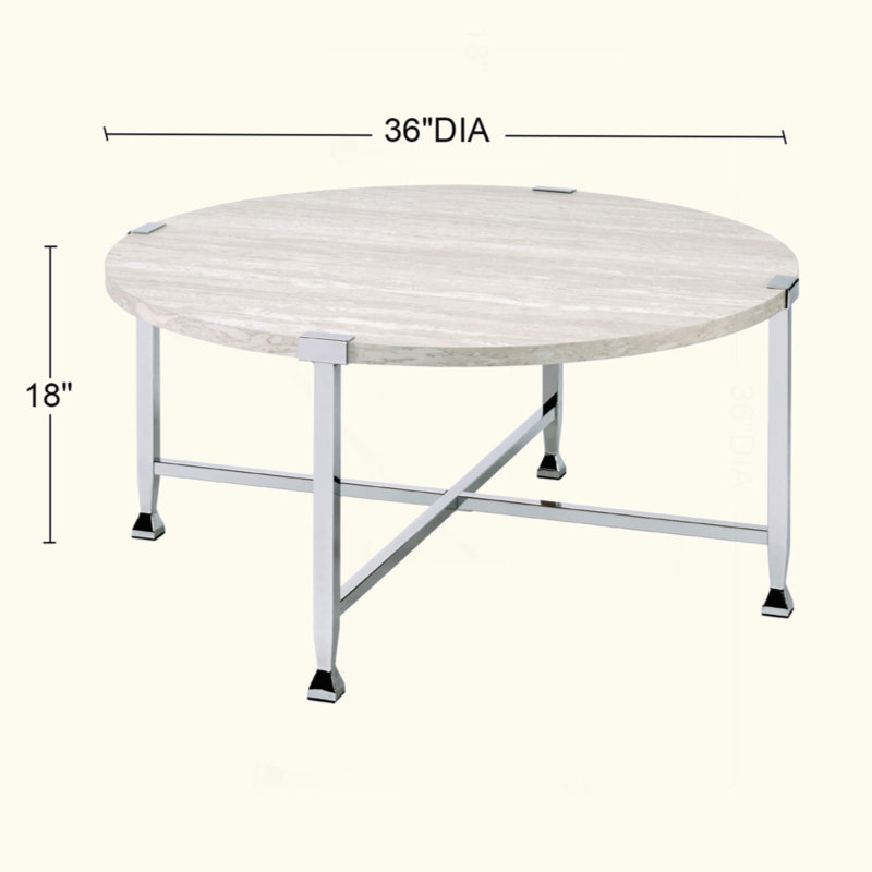 Table basse ronde avec cadre en métal