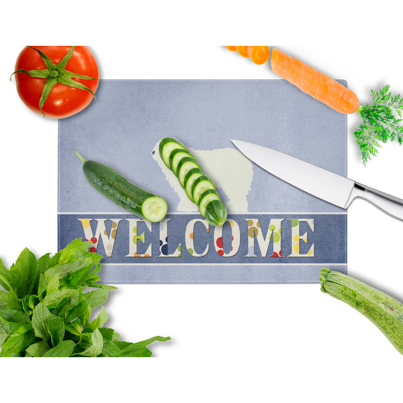 Caroline's Treasures Welcome Dog Glass Komondor Cutting Board