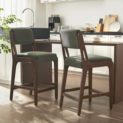  Ensemble de 2 tabourets de bar rembourrés à assemblage rapide de style moderne avec pieds en bois