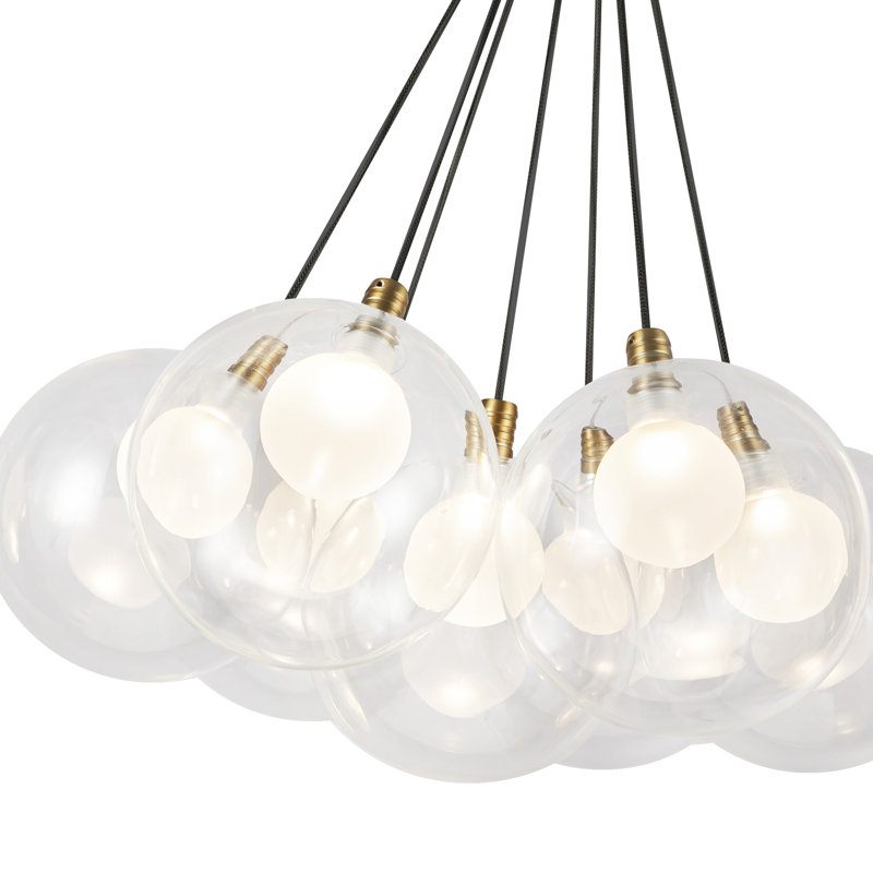 Bolla Steel LED Chandelier, Brushed Gold, 7, 18" H x 16.5" W x 16.5" D