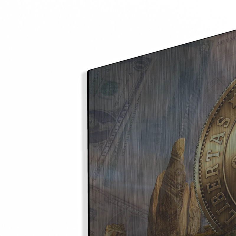 Luxe métal Art «Bitcoin New Age Three» par Steve Hu «Bitcoin New Age Three» par Steve Hunziker OOB, H 24 po x l 36 po