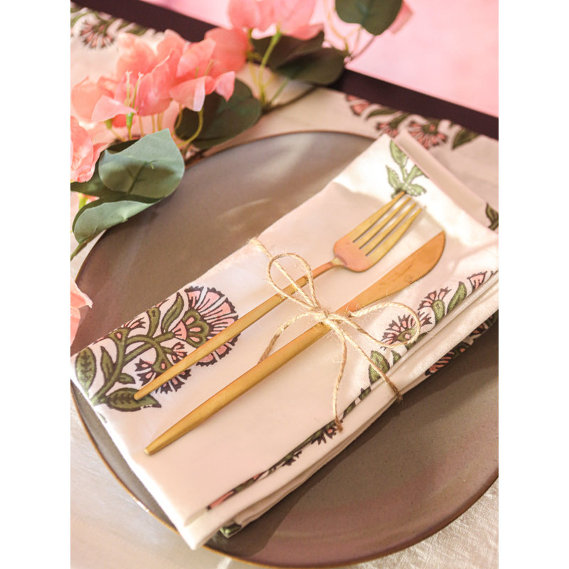 Begum Table Napkin, Pink/Green/Black Floral