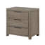 Table de chevet Dely, 3 tiroirs, poignées à bords chromés, bois gris rustique moderne