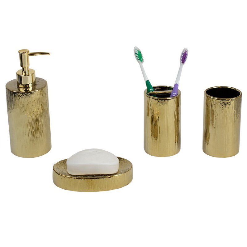 Ensemble d'accessoires de salle de bain 4 pièces Mellon, Or
