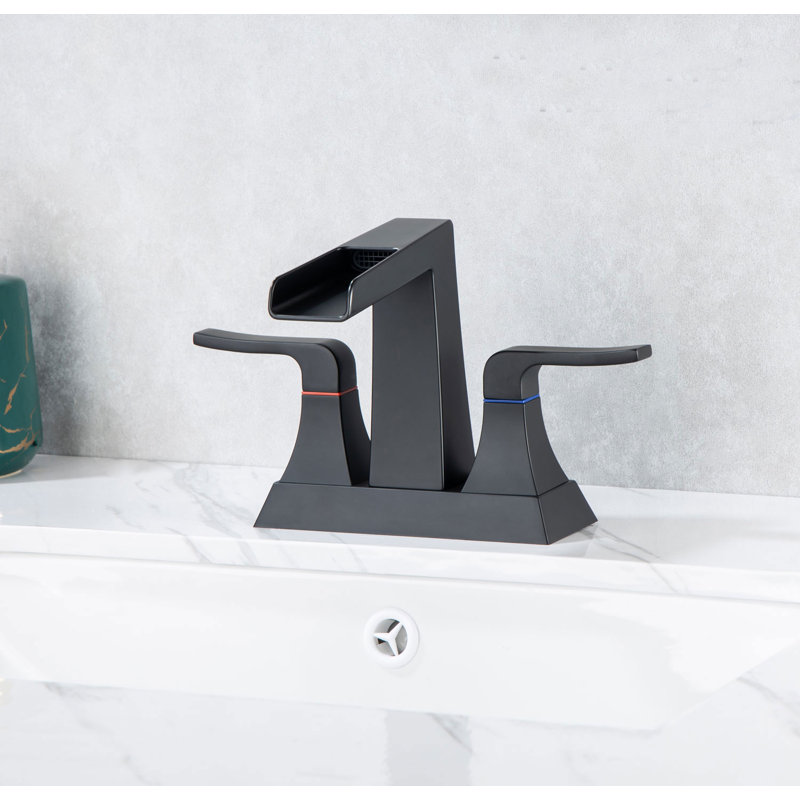 Centerset 2-handle Bathroom Faucet with Drain Assembly, Matte Black