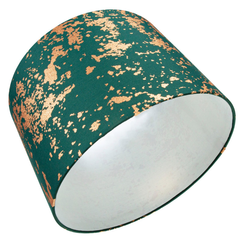 Modern Cotton Fabric Lamp Shade with Delicate Foil Decor for Table or Ceiling, Green