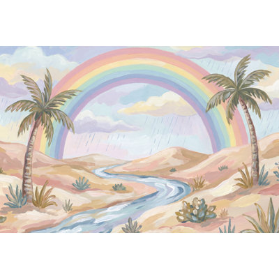 Papier peint arc-en-ciel avec palmiers