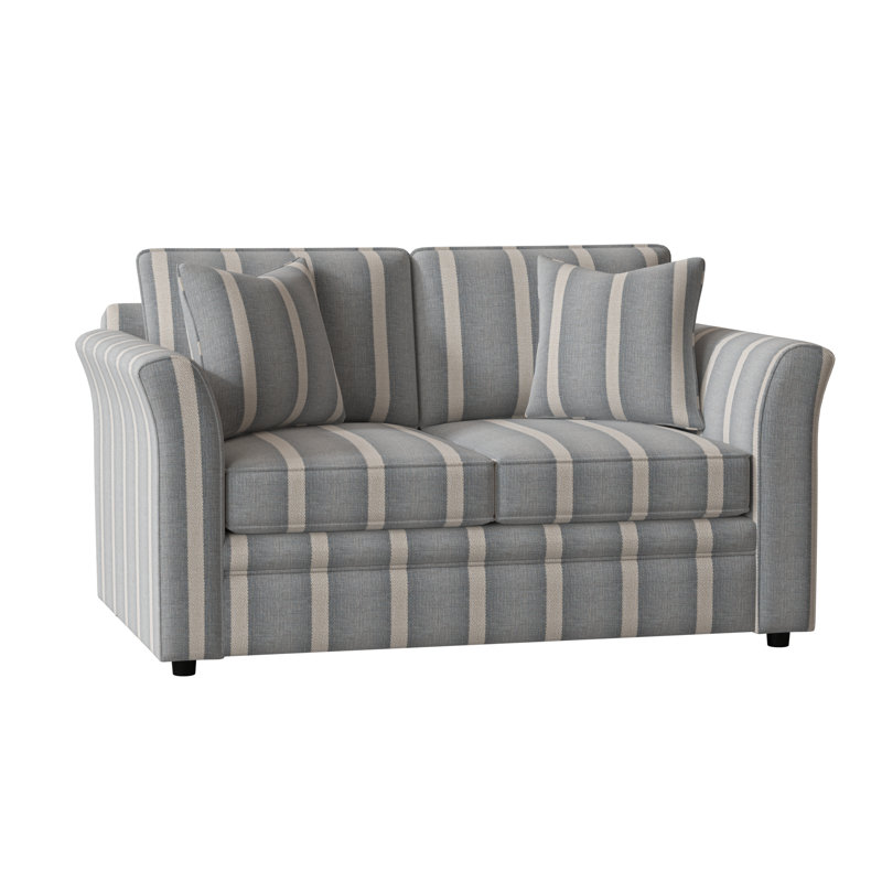 Northfield 62'' Upholstered Loveseat, Light Blue and White Stripe; 0256-54